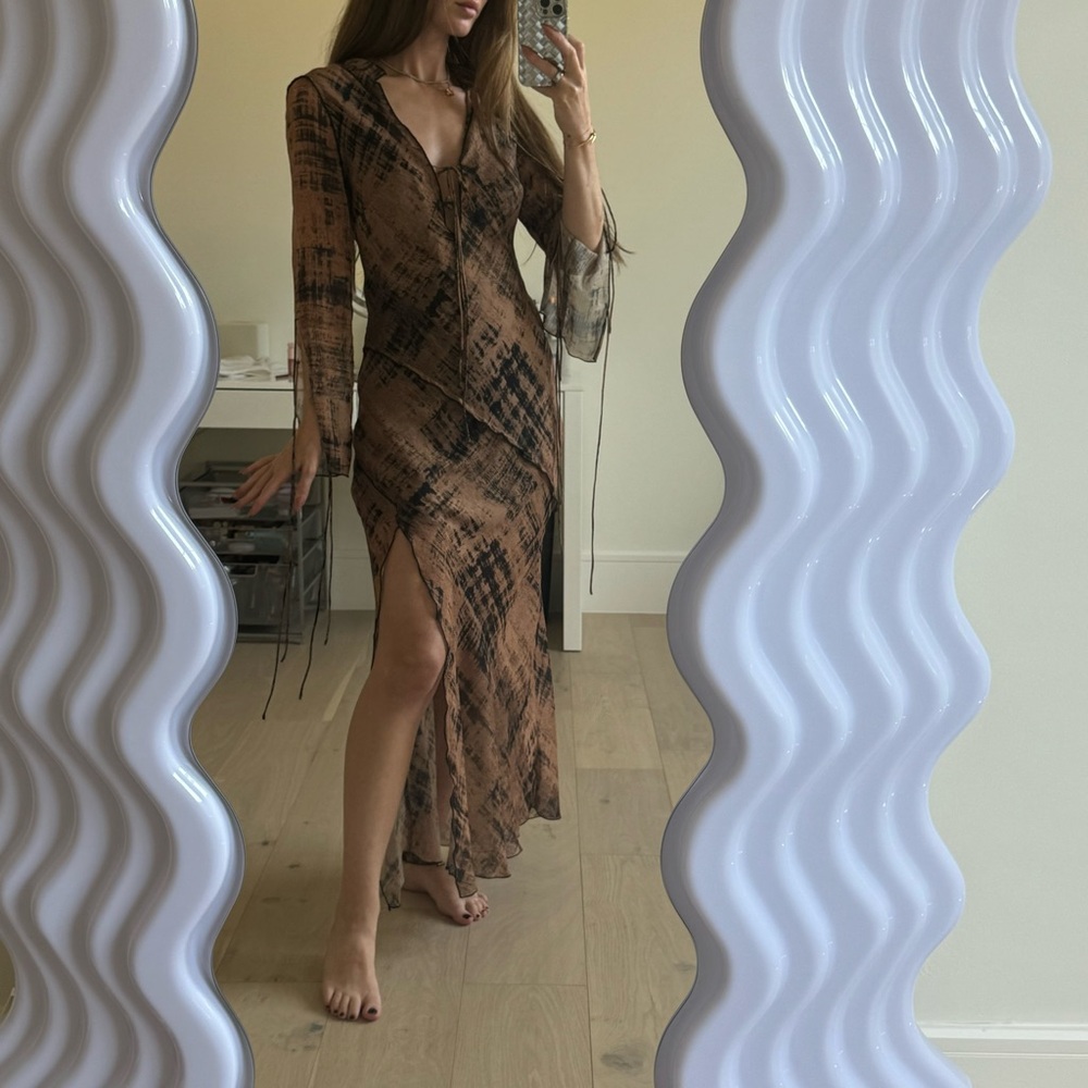 Mango Sheer Lined Pattern Maxi Dress
